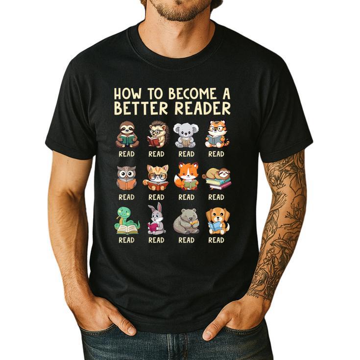 How To Become A Better Reader Animals Reading Teacher Men's Casual T-Shirt