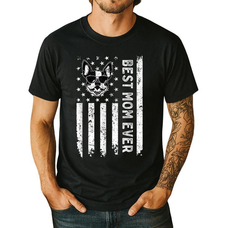 Best Boston Terrier Dog Mom Ever USA Flag For Men Women Kids Men's Casual T-Shirt