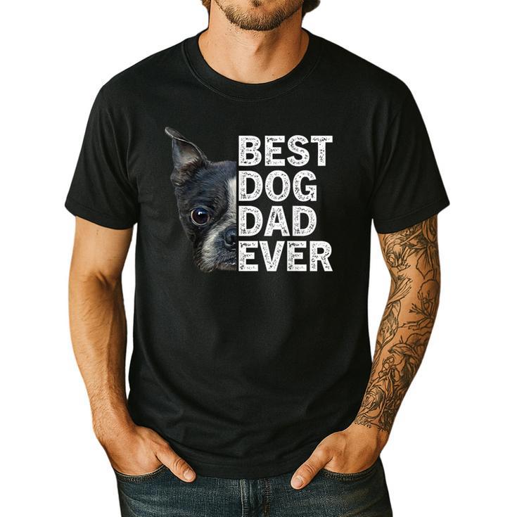 Best Dog Dad Ever Boston Terrier Dog Lover For Dad Men Women Girls Kids Men's Casual T-Shirt