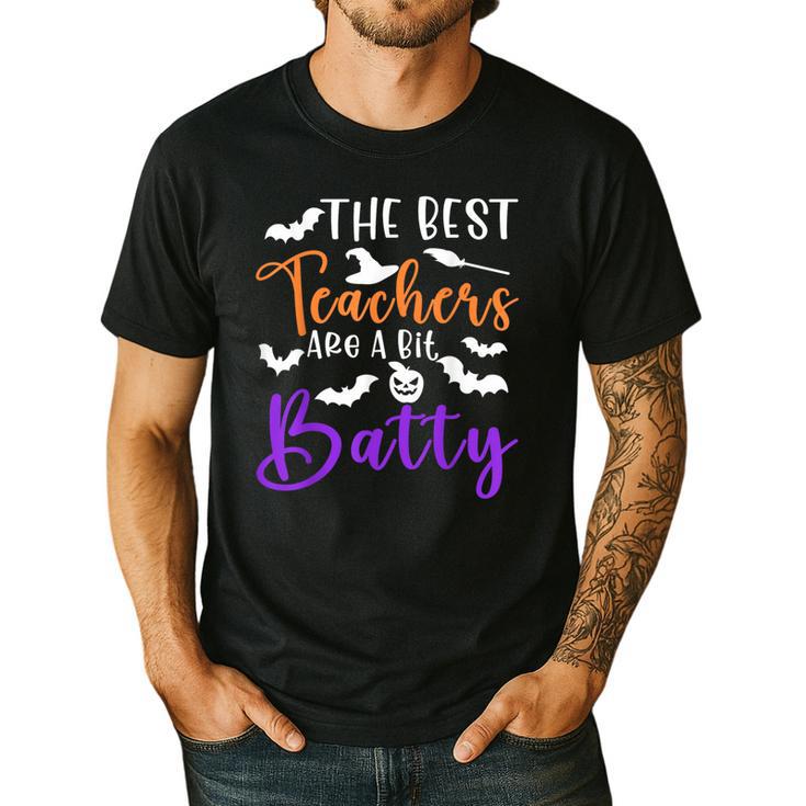 The Best Teachers Are A Bit Batty Teacher Bat Halloween Men's Casual T-Shirt