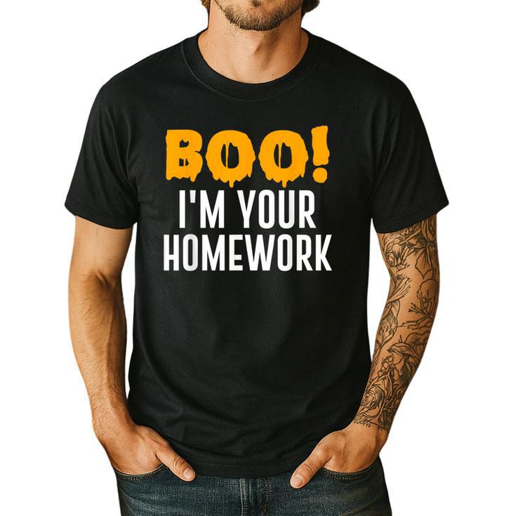 Boo I'm Your Homework Halloween Teacher Costume Men's Casual T-Shirt
