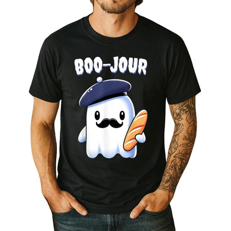 Boo Jour Ghost French Teacher Vintage Teacherlife Groovy Men's Casual T-Shirt