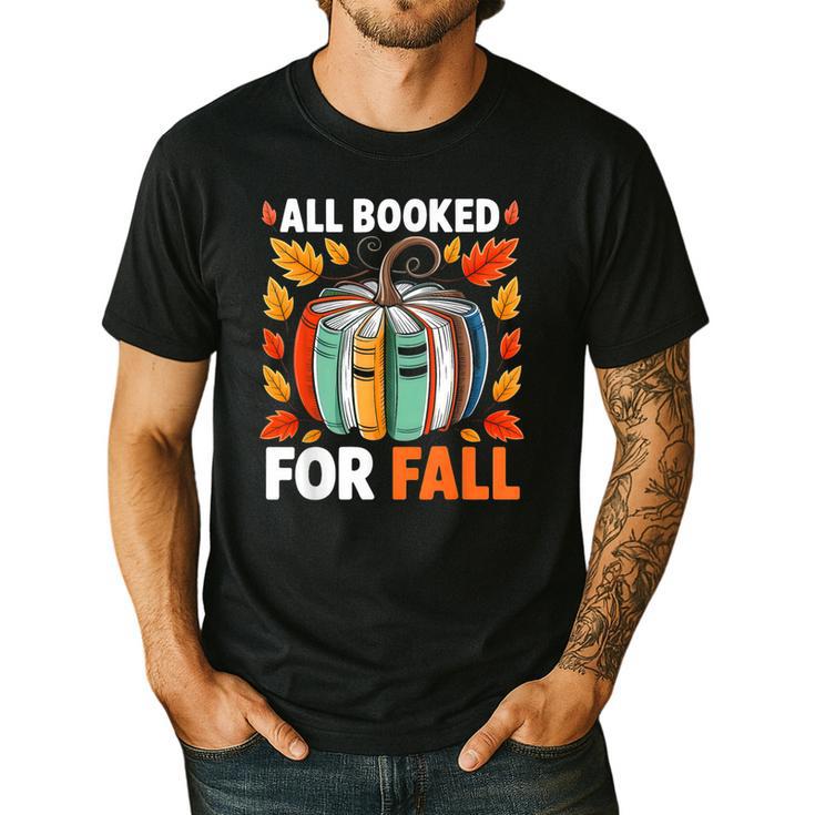 All Booked For Fall Book Pumpkin Autumn Thanksgiving Teacher Men's Casual T-Shirt
