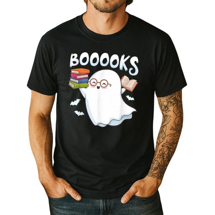 Books Halloween Librarian Teacher Reader Reading Book Lover Men's Casual T-Shirt