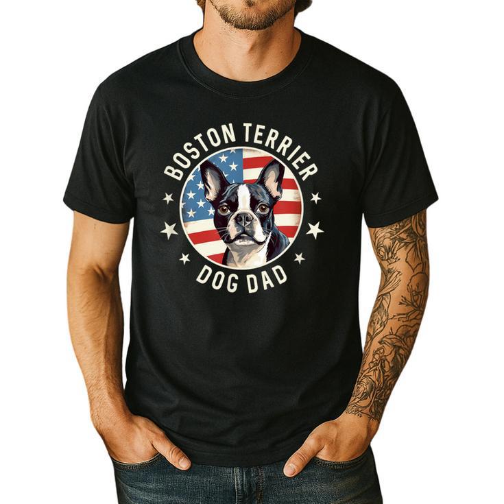 Boston Bull Terrier Men Boston Terrier Dog Dad Men's Casual T-Shirt