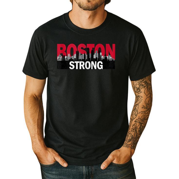 Boston Strong Logo Vintage Boston City Skyline Men's Casual T-Shirt
