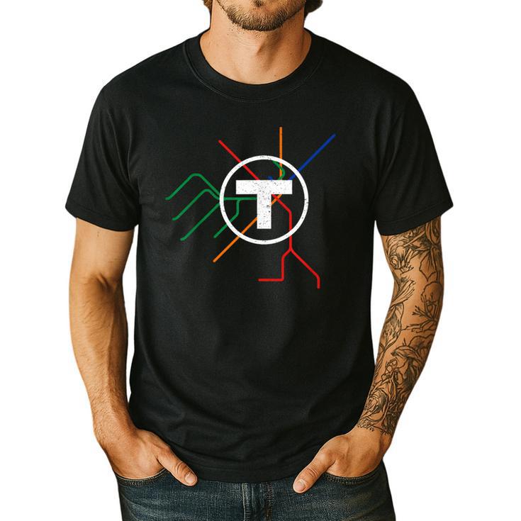 Boston T Subway Map Vintage MBTA Men's Casual T-Shirt