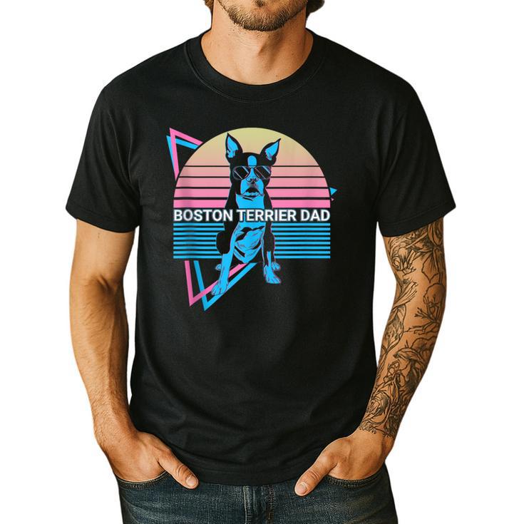 Boston Terrier Dad Retro Men's Casual T-Shirt