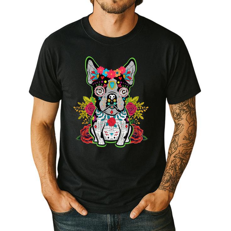 Boston Terrier Dia De Los Muertos Day Of The Dead Dog Skull For Men Women Kids Men's Casual T-Shirt