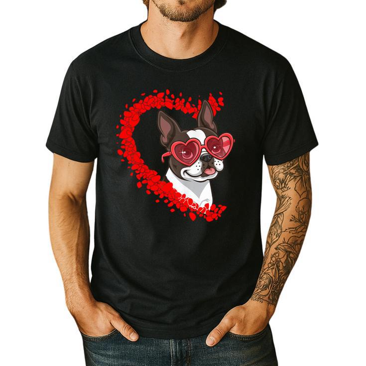 Boston Terrier Dog Mom Dad Valentine’s Day Pet Lover  For Men Women Kids Men's Casual T-Shirt