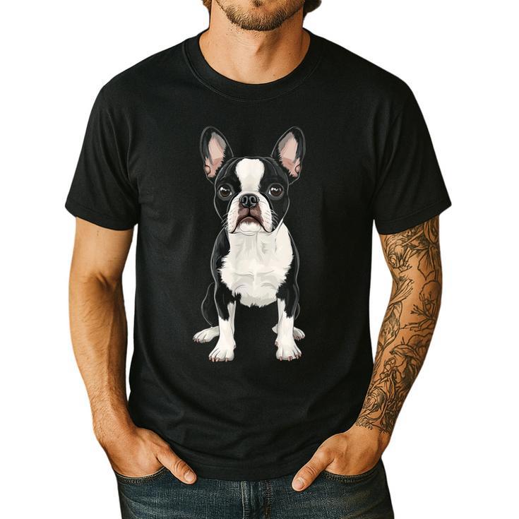 Boston Terrier Dog Motif Pet Art Boston Terrier For Men Women Kids Men's Casual T-Shirt