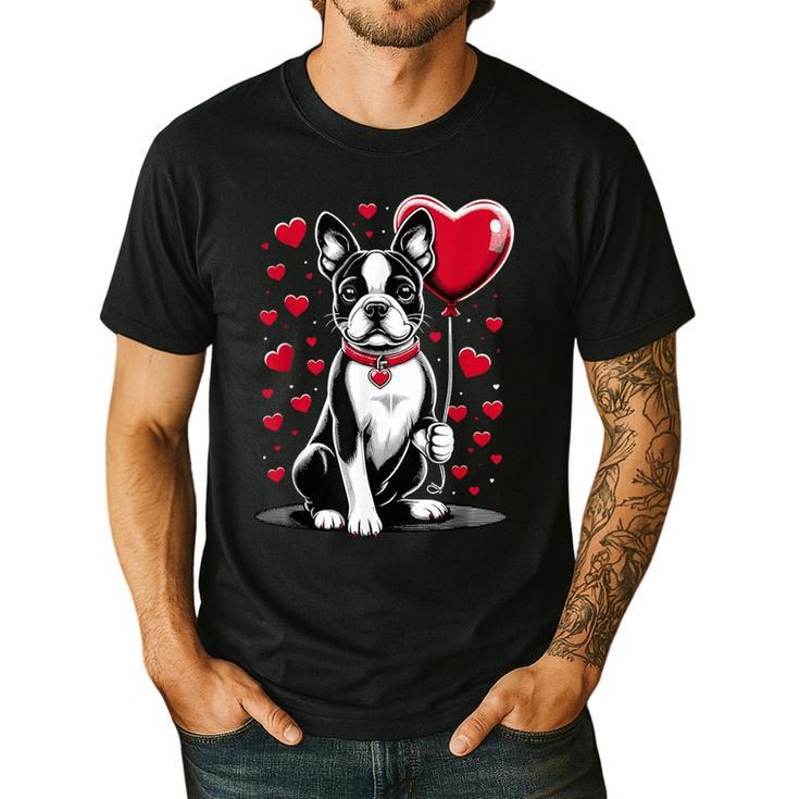 Boston Terrier Dog Valentine's Day Dog Owner Valentine Men's Casual T-Shirt