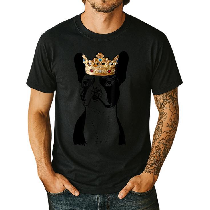 Boston Terrier Dog Wearing Crown For Men Women Girls Kids Men's Casual T-Shirt