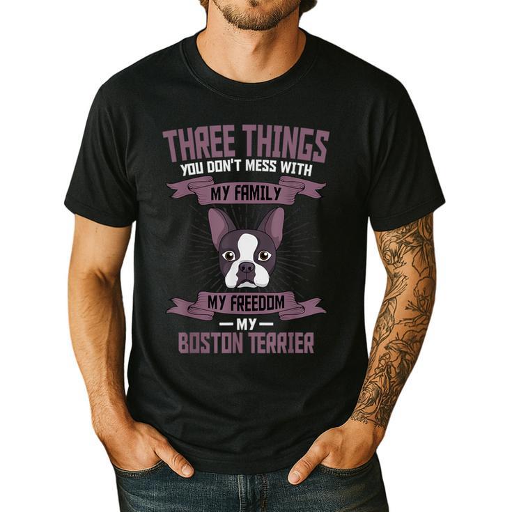 Boston Terrier Don't Mess With American Gentleman Dog Lover Men's Casual T-Shirt