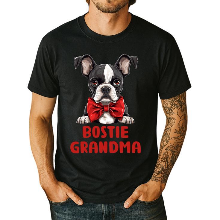 Boston Terrier Grandma Dog Lovers Puppy Bostie Owner Men's Casual T-Shirt