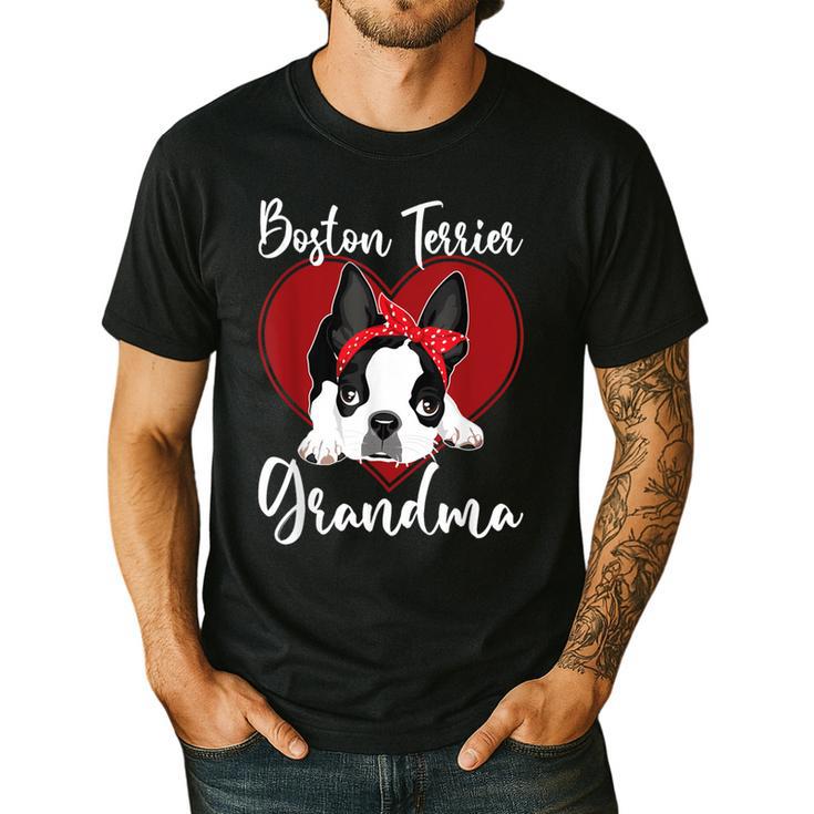 Boston Terrier Grandma Dog Owner Boston Terrier For Men Women Men's Casual T-Shirt