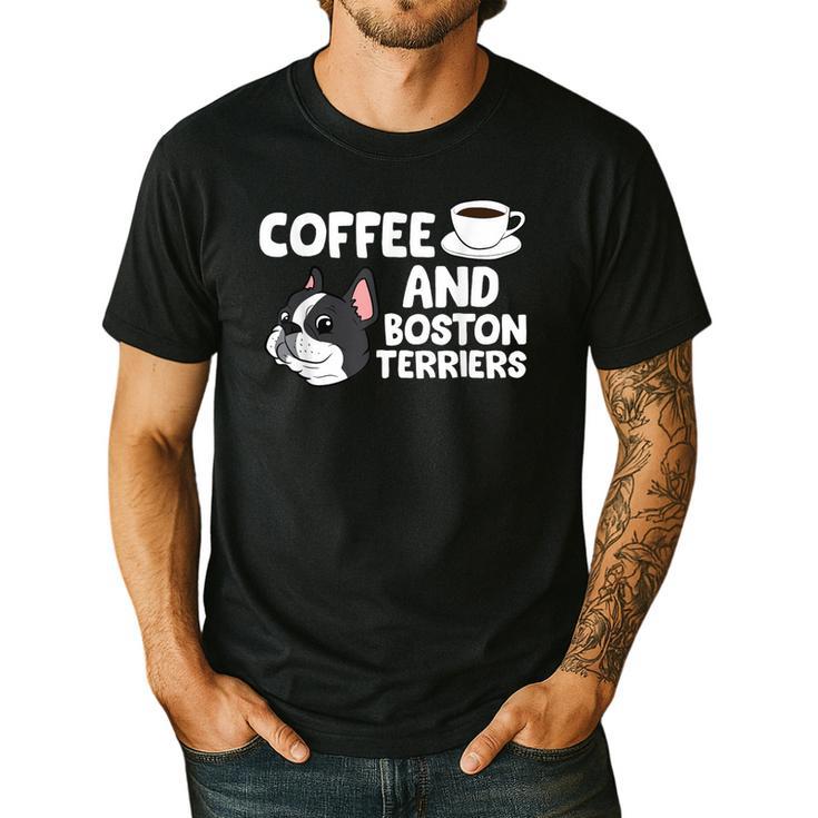 Boston Terrier Lover Coffee And Boston Terriers Men's Casual T-Shirt