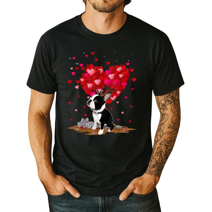 Boston Terrier Lover Heart Shape Boston Terrier Valentine Men's Casual T-Shirt