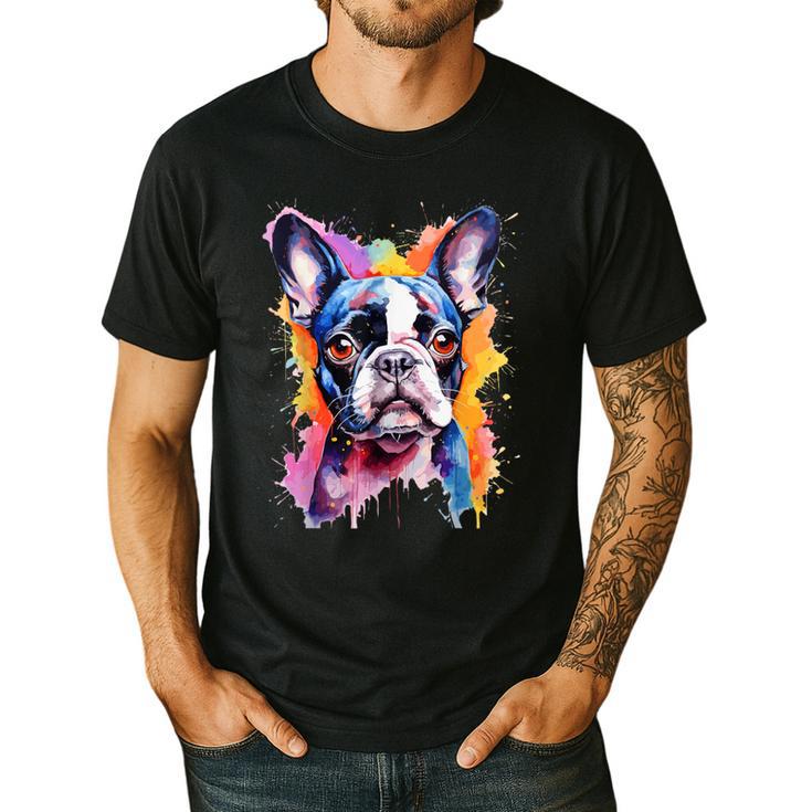 Boston Terrier Lover Pop Art Color Boston Terrier Dog For Men Women Girls Kids Men's Casual T-Shirt