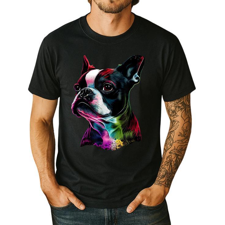 Boston Terrier Lovers Colorful Pop Art Boston Terrier Men's Casual T-Shirt