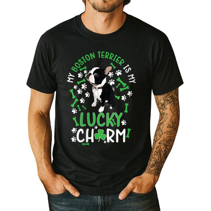 My Boston Terrier Is My Lucky Charm Paw Dog St Patrick's Day Men's Casual T-Shirt