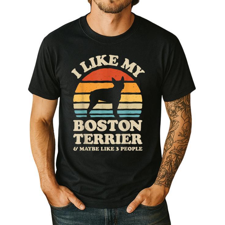 I Like My Boston Terrier And Maybe Like 3 People Dog Lover Men's Casual T-Shirt