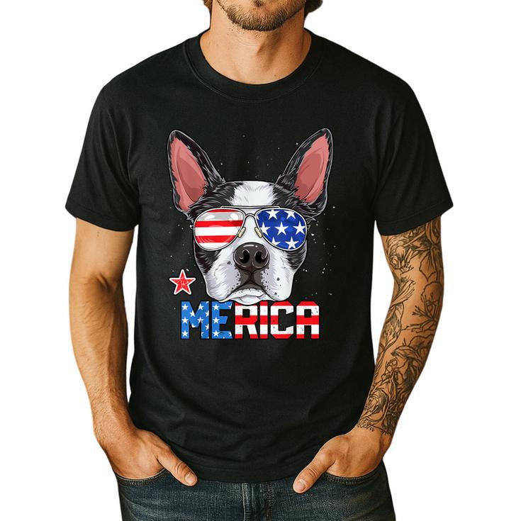 Boston Terrier Merica 4th Of July T Shirt Men Boys Dog Puppy Men's Casual T-Shirt