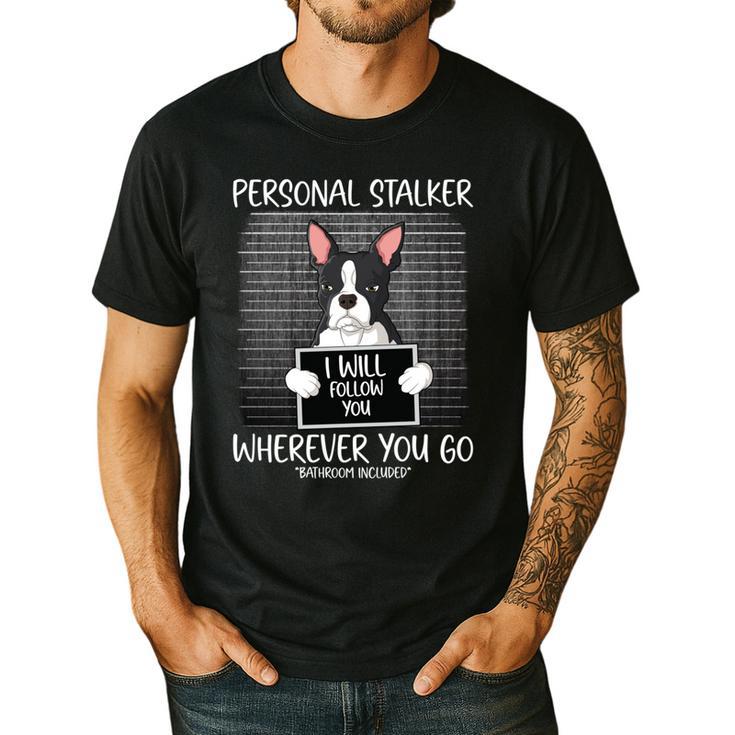 Boston Terrier Mug Shot Guilty Dog Men's Casual T-Shirt