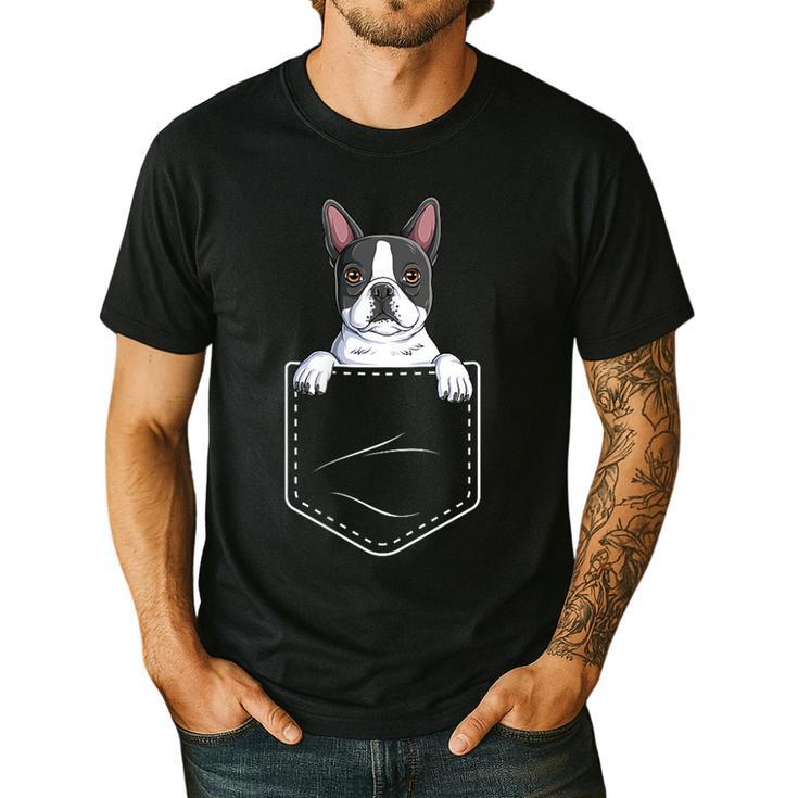 Boston Terrier In The Pocket Cute Boston Terrier Dog Lovers For Men Women Girls Kids Men's Casual T-Shirt