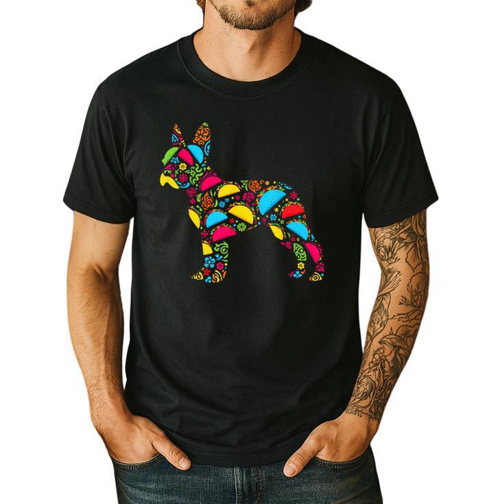 Boston Terrier Tacos Mexican Cinco De Mayo Taco Men's Casual T-Shirt