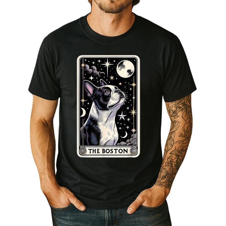 Boston Terrier Tarot Card Star With The Moon Men Women Kids Men's Casual T-Shirt