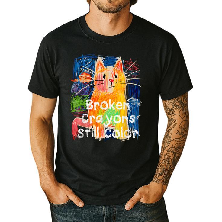 Broken Crayons Still Color Cat Teacher Men's Casual T-Shirt