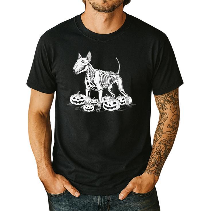 Bull Terrier Skeleton Birthday Halloween Kids Men's Casual T-Shirt