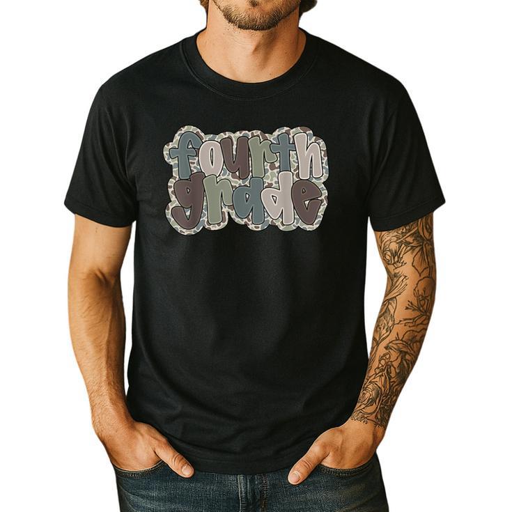 Camo Team 4th Grade Squad Back To School Teacher Kids Boys Men's Casual T-Shirt