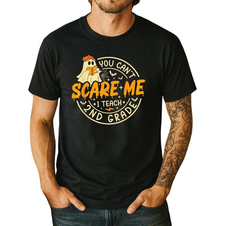 You Can't Scare Me I Teach 2nd Grade Teacher Halloween Ghost Men's Casual T-Shirt