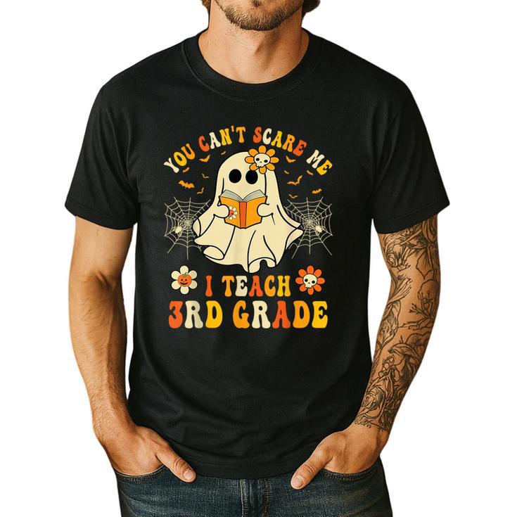 You Can't Scare Me I Teach 3rd Grade Halloween Teacher Ghost Men's Casual T-Shirt