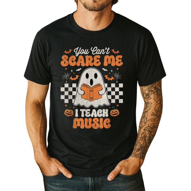 You Can't Scare Me I Teach Music Retro Teacher Halloween Men's Casual T-Shirt