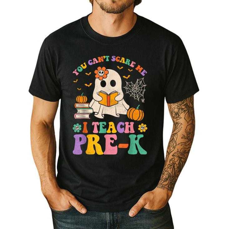 You Can't Scare Me I Teach Pre-k Teacher Halloween Ghost Men Women Kids Men's Casual T-Shirt