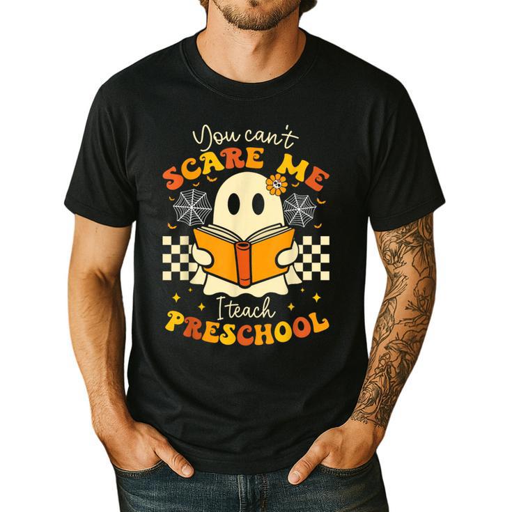 You Can't Scare Me I Teach Preschool Teacher Halloween Ghost Men's Casual T-Shirt