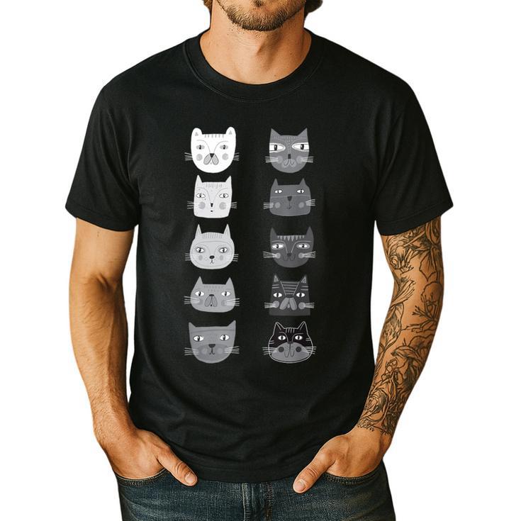 Cat Themed Artist Value Scale Educational Art Teacher Men's Casual T-Shirt