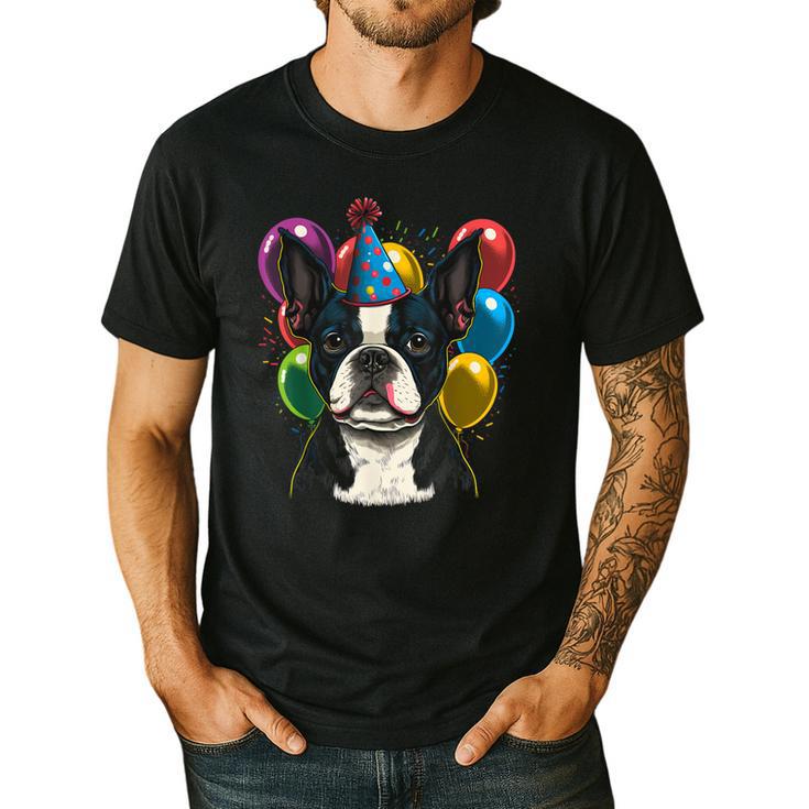 Celebration Event Birthday Party Boston Terrier Men's Casual T-Shirt