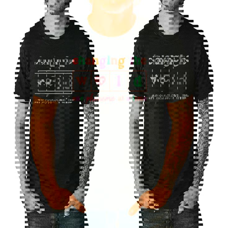 Changing The World One Phoneme At a Time Phonics Teacher Men Women Girls Kids Men&#x27;s Casual T-Shirt