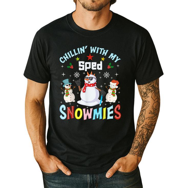Chillin With My Sped Snowmies Teacher Student Christmas Men's Casual T-Shirt
