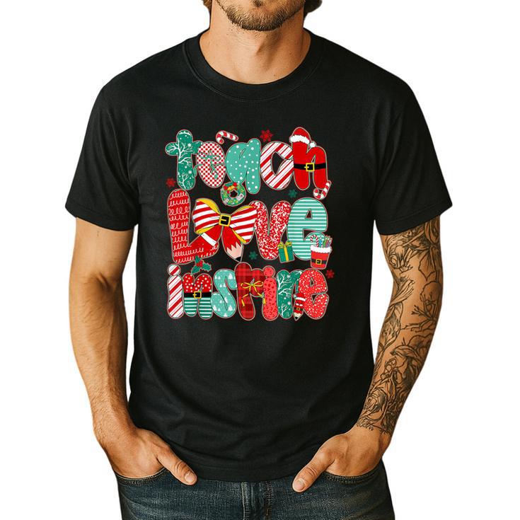 Christmas Coquette Bow Teacher Teach Love Inspire Men's Casual T-Shirt
