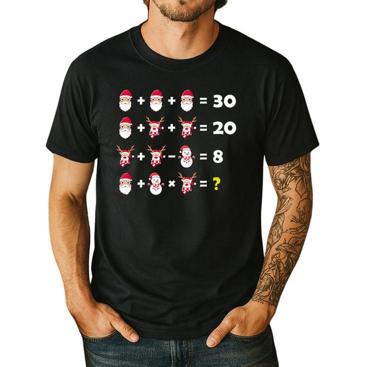 Christmas Math Quiz Teacher Equation Math Teacher Men's Casual T-Shirt