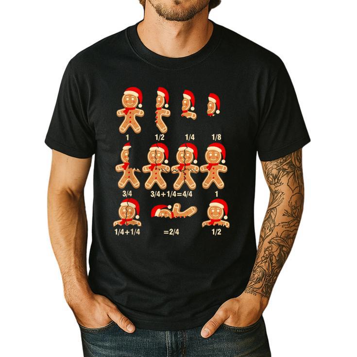 Christmas Math Teacher Equation Gingerbread With Santa Hat Men Women Men's Casual T-Shirt