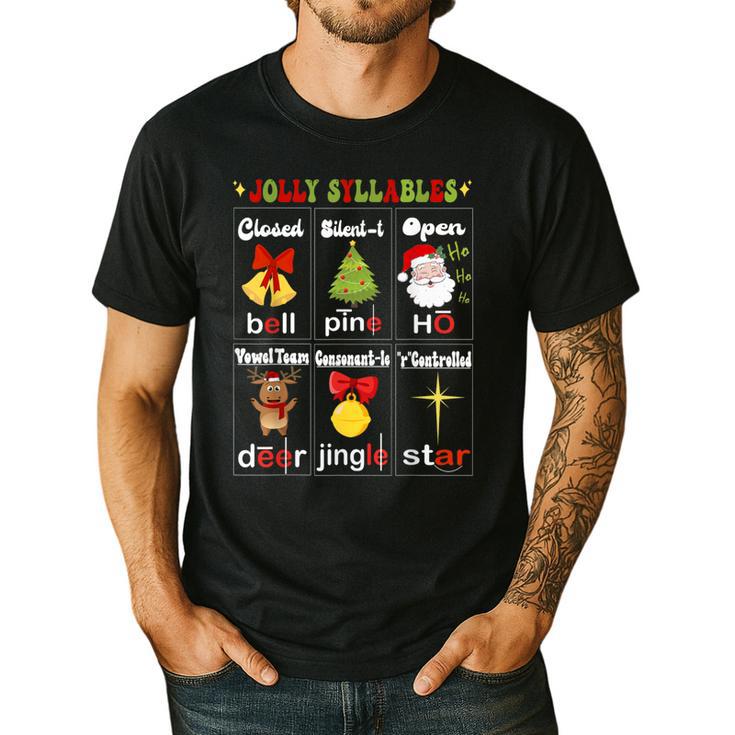 Christmas Reading Teacher Syllable Types Reading Teacher Men's Casual T-Shirt
