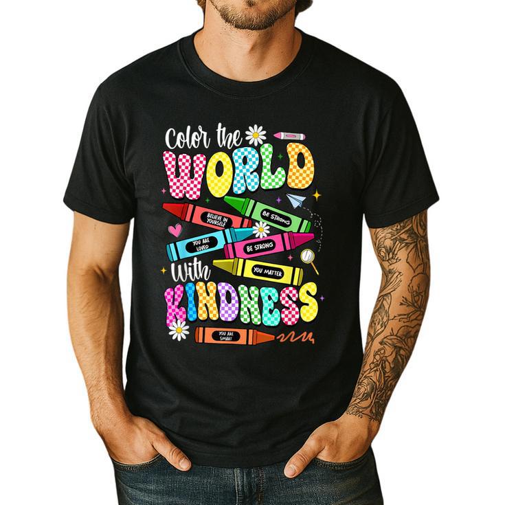 Color The World With Kindness Teacher Back To School Men's Casual T-Shirt