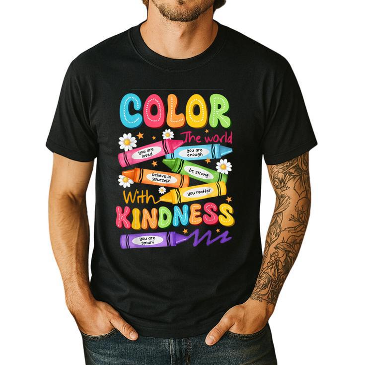 Color The World With Kindness Teachers Back To School Men's Casual T-Shirt