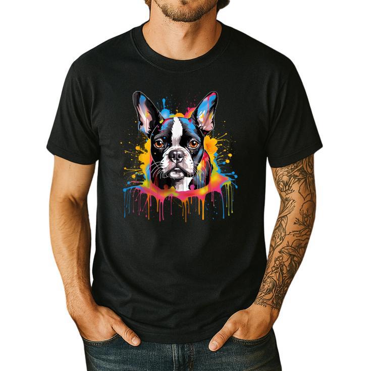 Colorful Boston Terrier Dog For Men Women Kids Men's Casual T-Shirt